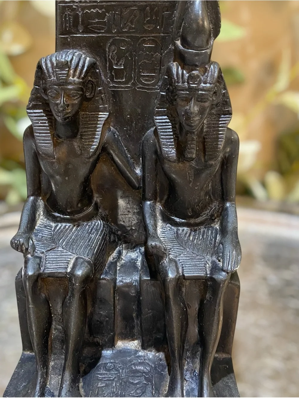 Vintage Bookend Egyptian King Queen on Throne Black
